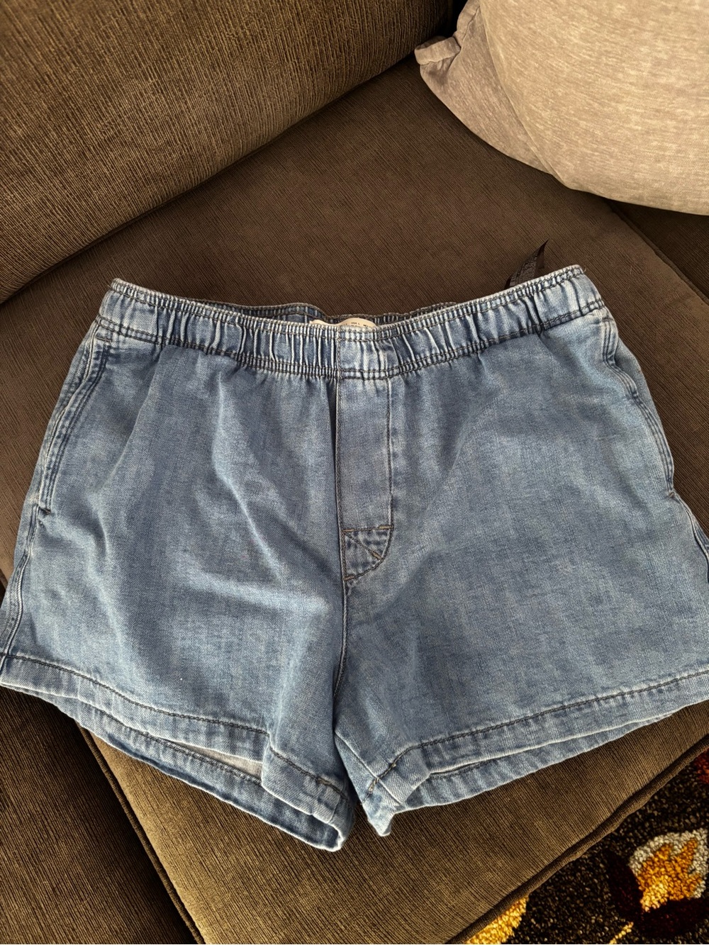 Zara Light Blue Elastic Waist Denim Shorts EUC